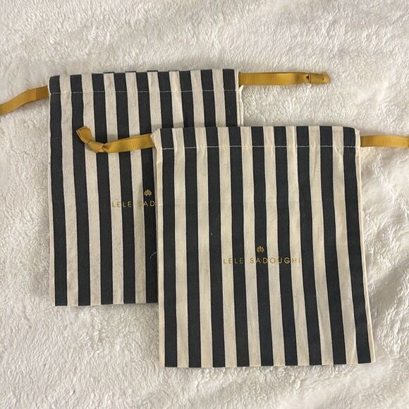 Lele Sadoughi Dustbags Black and Cream Striped Bag - Picture 1 of 1